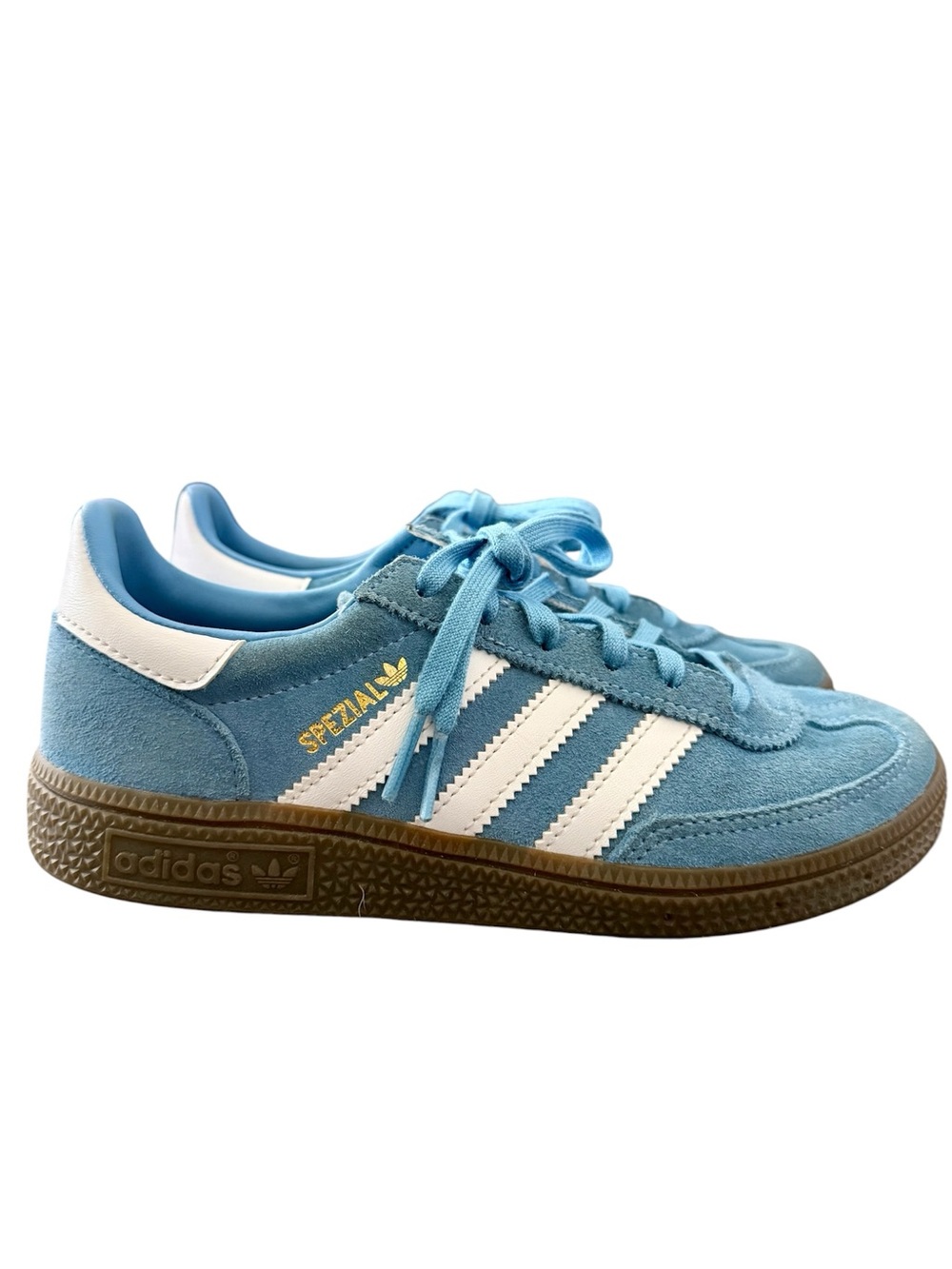 Kids size 2 Adidas Spezial Suede Sneakers in Light Blue & White